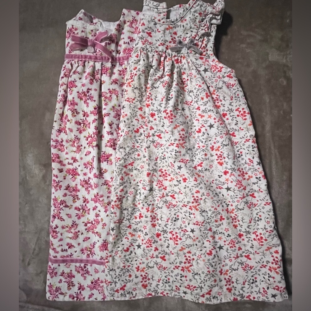 Adorable Floral Kids Dresses - Pink and White